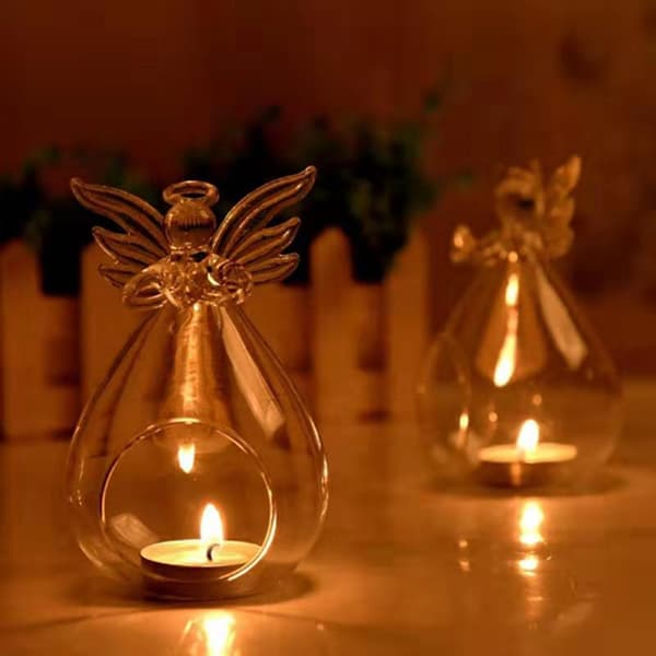 2 stk Engleglass Lysestake Hjem Festdekor Candl Transparent 2pcs