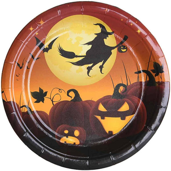 Halloween set 10st rund papperstallrik