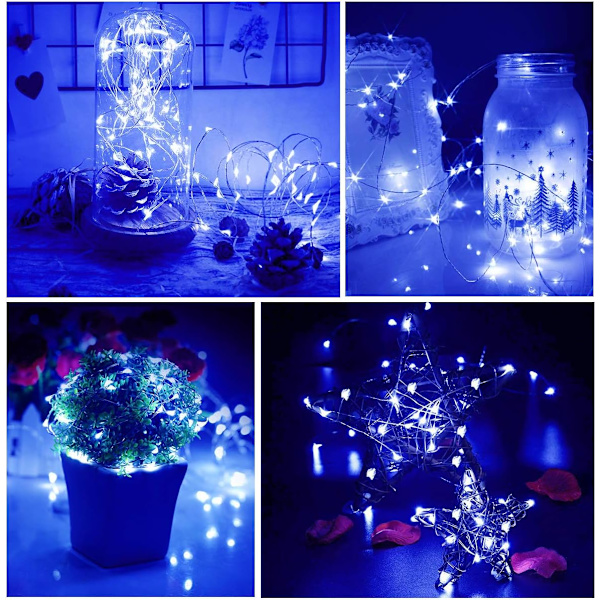Blue Fairy Lights, 10m 100 LED Batteri Fairy Lights Small för Chr