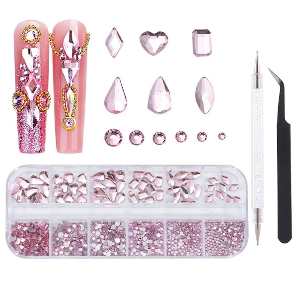 12 Gitterboks Neglekunst Diamant Rhinestones STIL C STIL C