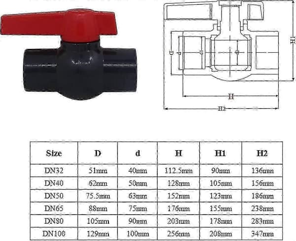 PVC-ventil til limning 90 mm kugleventil Kugleventil til swimmingpool