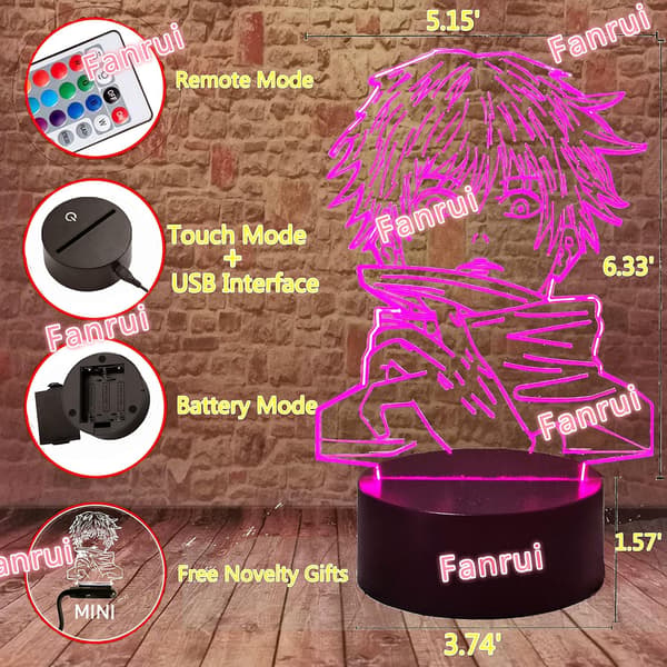 Japan Anime Lampe - 3D Gojo Satoru Action Figur 7 Farver Auto
