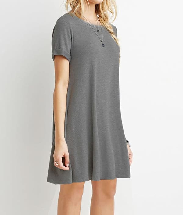 Dame Sommer Basic Kortarmet Løs Casual T-skjorte Topper Swing 2XL