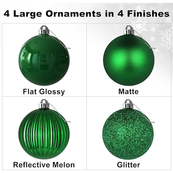 Emerald Green 4,0" stora julkulor - julgransprydnader
