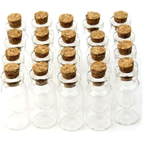 20x Mini lasipullot Pullot Pullot Helmet Korut Lasipullo Säilytys