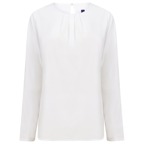 Henbury Langermet bluse for dame/dame foran Hvit White 4XL