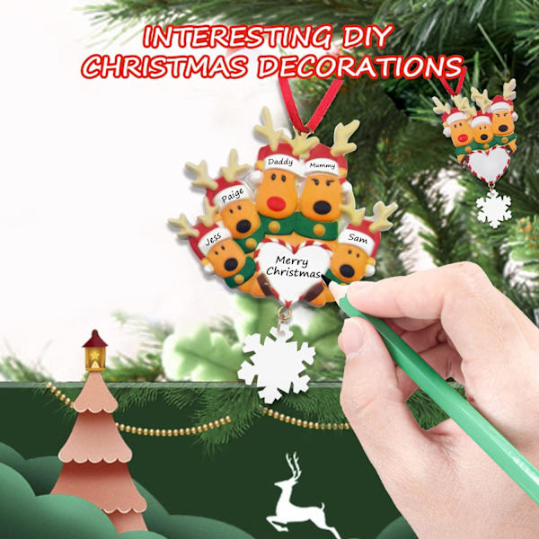 Julgranshängande prydnad, julälg julgransprydnader, familjedekor julgran DIY-namn