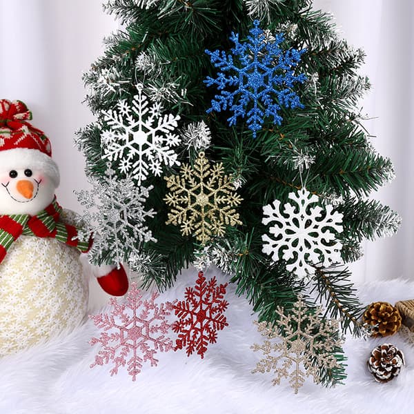 12:a julsnöflinga prydnader glittrande glitter snödekor