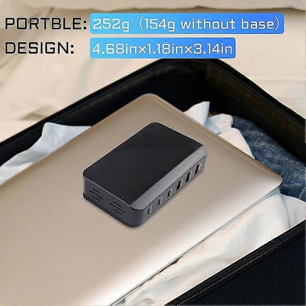 6-porters USB C-ladestasjon, multi-porter med 3 USB-C+3 USB-A, bærbar hurtigladerhub for , 14, U