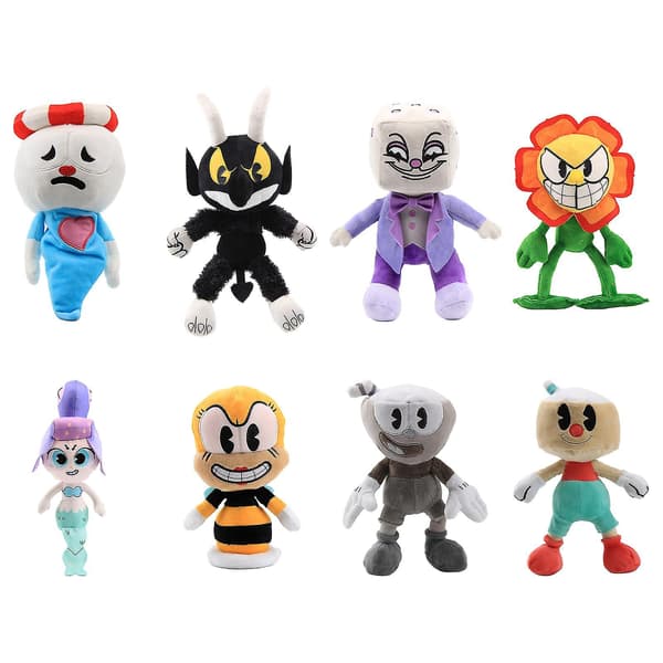 8 stilar Game Head Plyschleksaker Mugman Cartoon Soft Puphead fyllda dockapresenter White