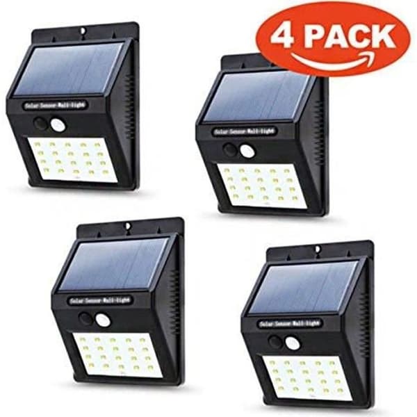 Utendørs solcellelys, [4-pakning] 20 LED vanntett utendørs solcellelys med bevegelsessensor, soldrevne utendørslamper