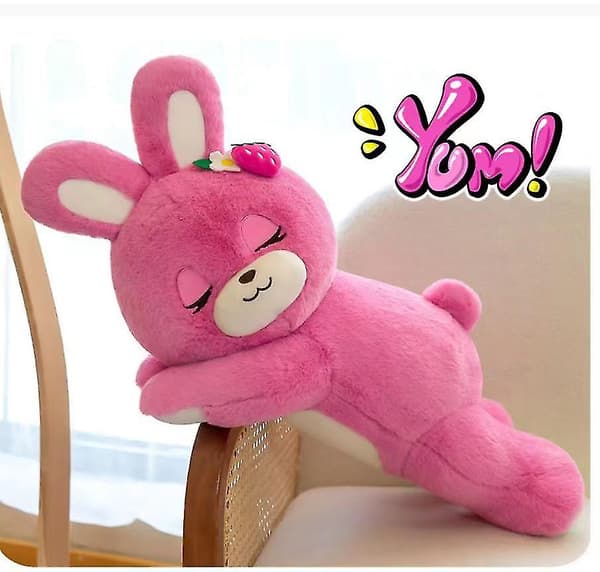 Strawberry Rabbit Plyschleksak Rosa flickor håller kudde docka