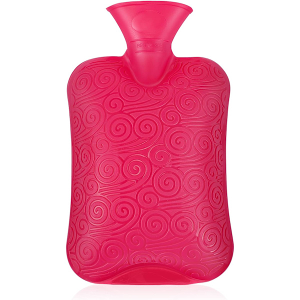 Premium Classic gummi varmvattenflaska, slitstark 2 liter röd
