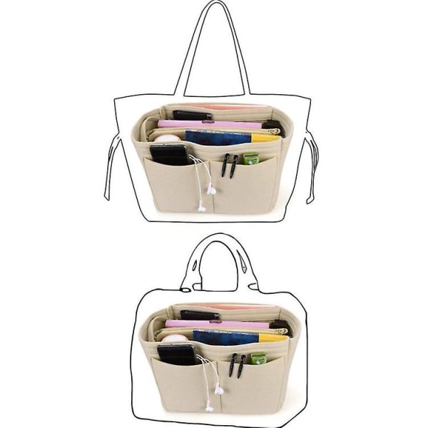 Handväska Organizer kompatibel med kvinnor, Filt Bag Organizer Tote Organizer Handväska Mapp Väska i väska Organizer med dragkedja