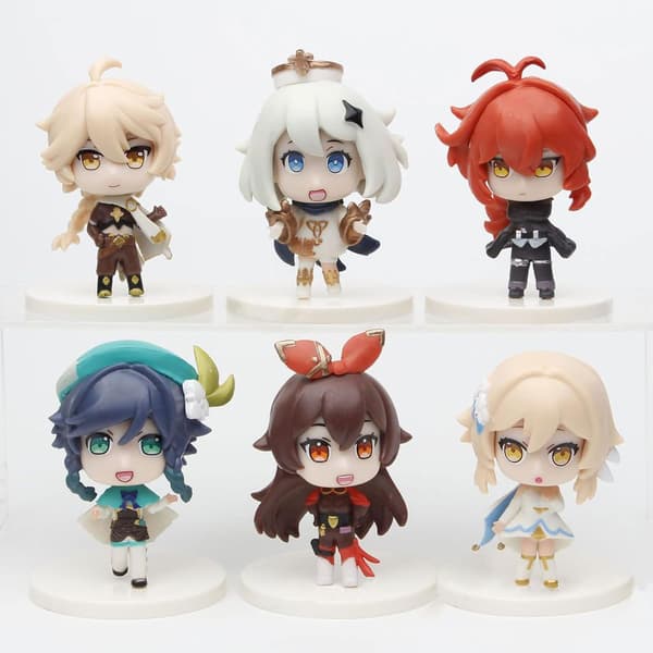 Genshin Impact Figursett med 6 stk Q-versjon Anime Action