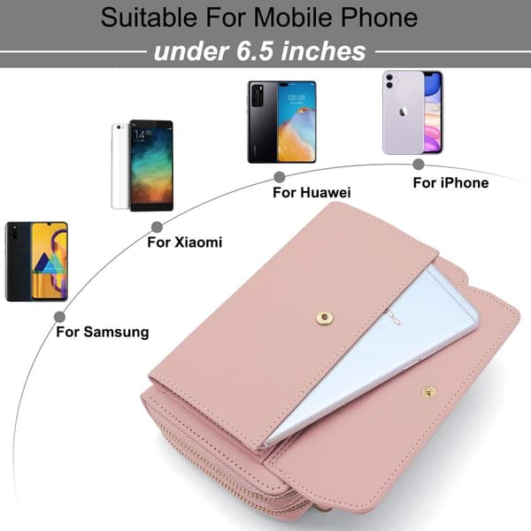 En-delt rosa mobiltelefonveske for kvinner, 2