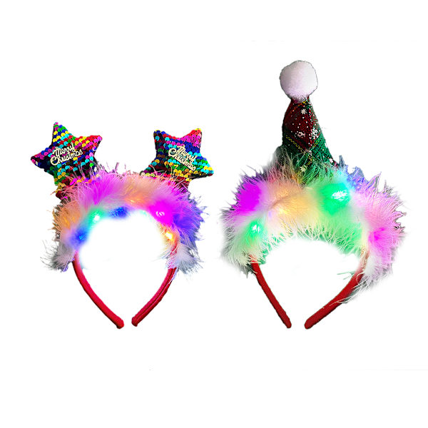 LED julpannband Light Up Christmas Tree Älg Huvudbonader
