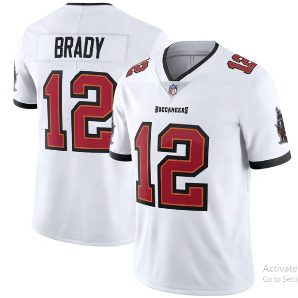 2021 röd Brady 12 amerikansk fotboll klädd i anpassad bomullsblank ligatröja amerikansk fotbollsuniform White XXL