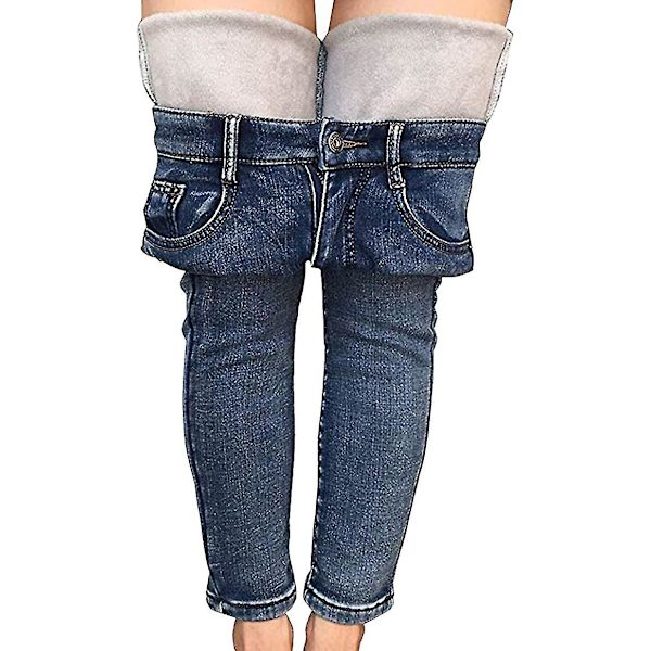 Vinterfleeceforede stretchjeans for kvinner 30