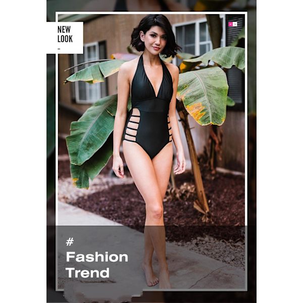 Dame plunge V-hals One Piece Badedragter Halter Åben ryg Badedragter High Leg Cutout Badetøj, sort, xxl (FMY)