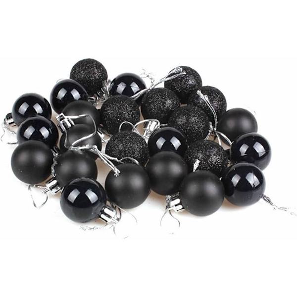 Set med 24 mini-krosssäkra julkulor Träddekorationer Festdekoration, 3 cm/1,18' (svart)