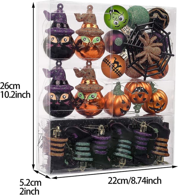 24st splittersäkra pumpakulor - Halloween hängande dekor