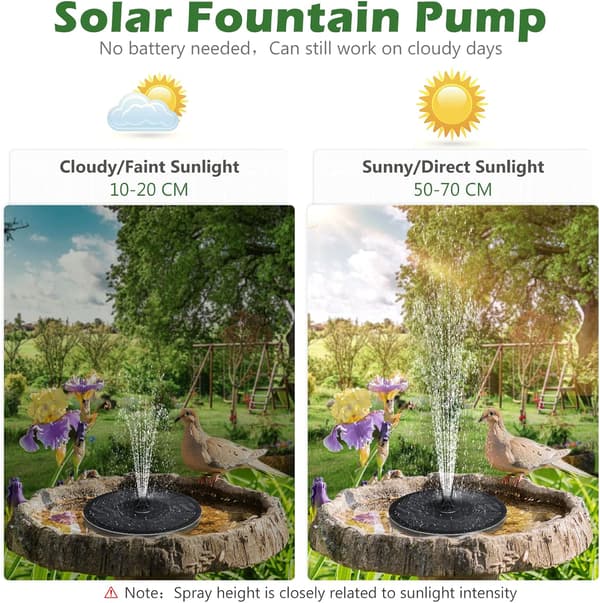 Solarfontän, uppgraderad 2,2W solfågelbadfontän med 4 Easy