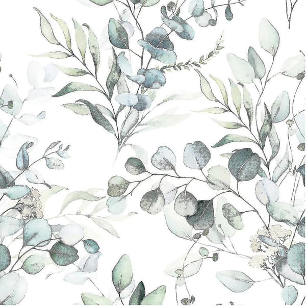 Peel And Stick Tapet Grønn/hvit Eukalyptusblad Blomster Veggmaleri Hjem Barnehage Boho Dekor 45cm X 3m
