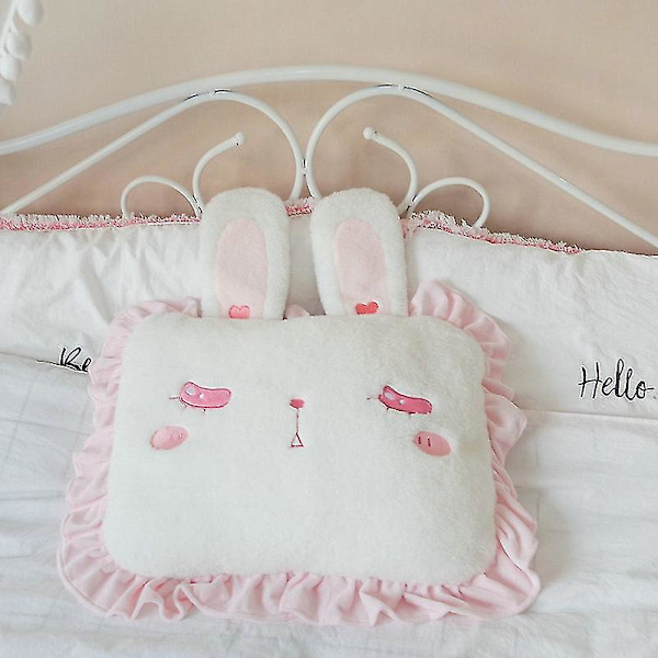 Pehmeä sarjakuvapitsi Kanin korva Heittotyyny Pehmolelu Kanit Unisilmäinen Sänkypatja Lolita Tyyli Tyttö Makuuhuone Tyyny Sisustus 45X35cm closde eyes