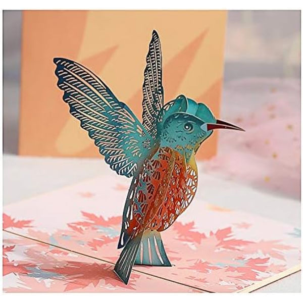 Syntymäpäiväkorttilahja vanhemmillesi, ystävillesi ja rakastajillesi, 3D-ponnahduskortti (Kolibri)