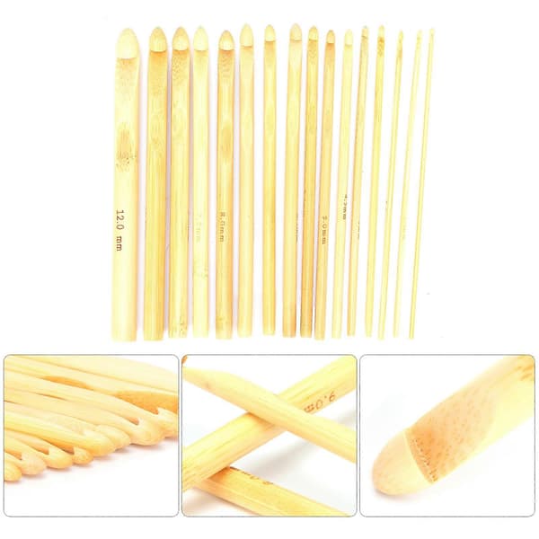 16 st bambu virknålar sticknålar vävverktyg tillbehör för nybörjare