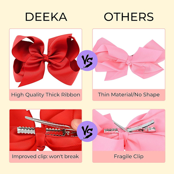 20 STK Flerfarvet 6\" håndlavet Grosgrain Ribbon Hårsløjfe Allig