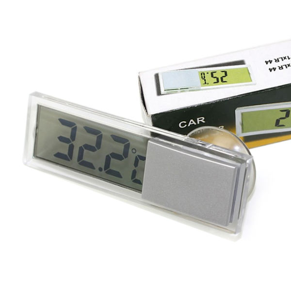 Mini Bil Bil Digital klocka Auto Watch / Automotive Termometer med Sucker null - A