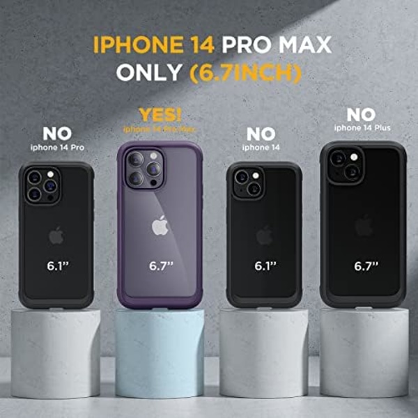 Miracase Glass Series Designad för iPhone 14 Pro Max Case 6,7 tum, [2023 Upgrade] Bumper Case med inbyggd 9H härdat glas Scr Noble Purple