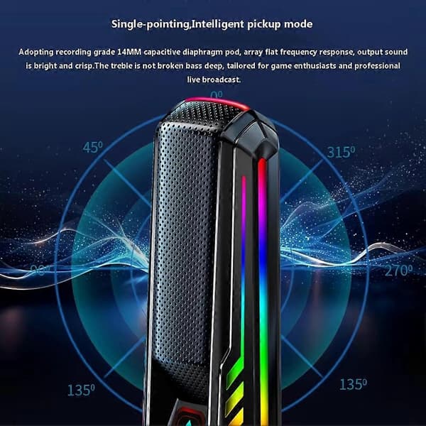 NY HK4 RGB Gamingmikrofon Profesjonell Live Streaming Kondensator Stasjonær USB Støyreduserende Podcastmikrofon