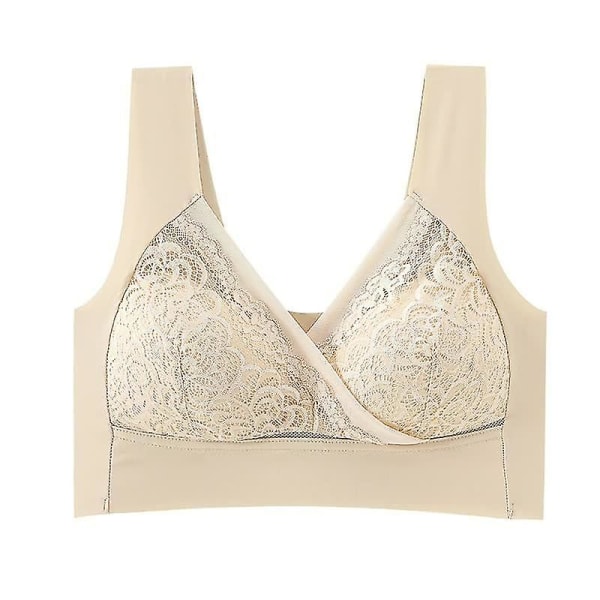 Dam Bralette Push-up BH Sömlösa Vestee Spetsunderkläder Apricot L