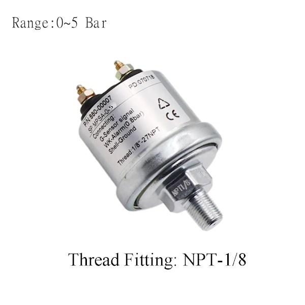 Motoroljetryckssensor med mätområde 0~5 bar /0~10 bar passande för bilbåt oljetrycksmätare M10 & NPT-1/8 5 Bar NPT1-8