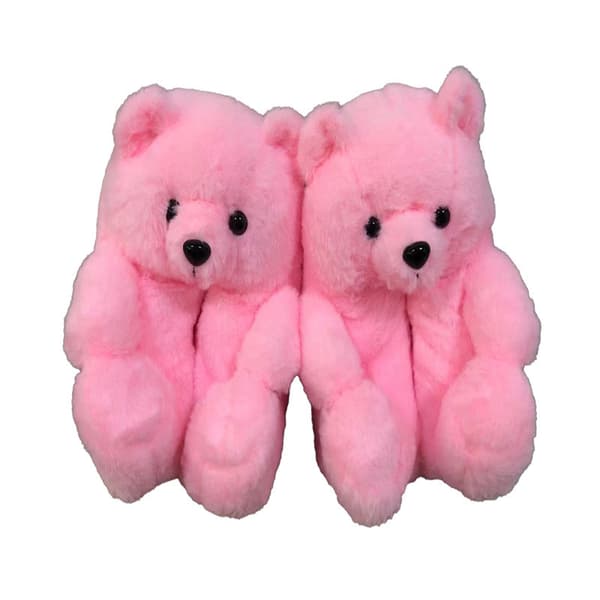 Faux Pels Hjemmesko med Teddybjørn - Pink til Kvinder og Piger
