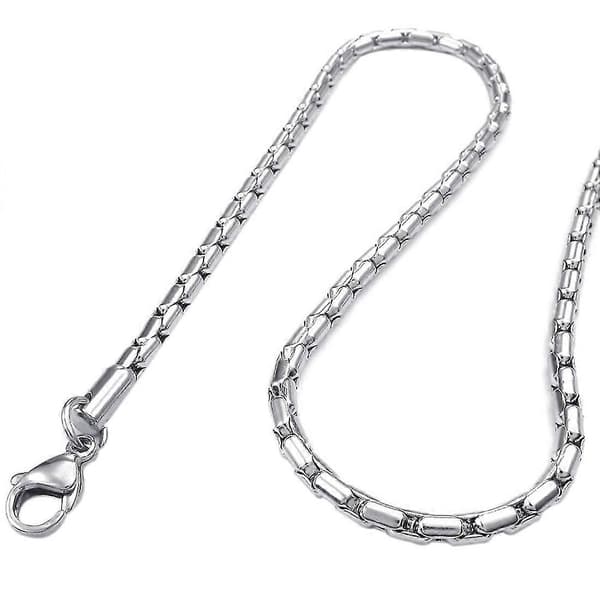 Smycken Herrhalsband, Klassisk länk i rostfritt stål, Silver (3 mm bredd, 55 cm längd)