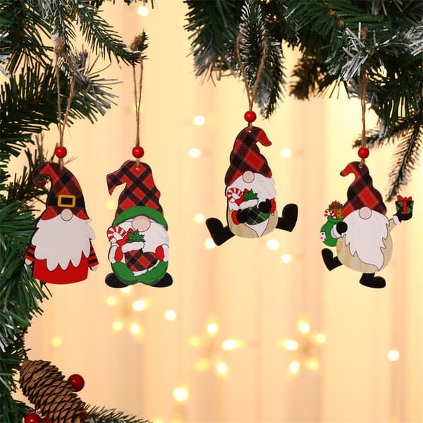 Hängande julgransprydnad Trämålad Ansiktslös Gnome Doll Pendel Härlig julfest braid