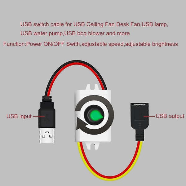 Universell 5V USB LED Dimmer Forlengelse Hastighetskontroll Brytere Strømkabel