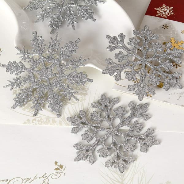 Plast Jul Glitter Snowflake Ornament Julgran