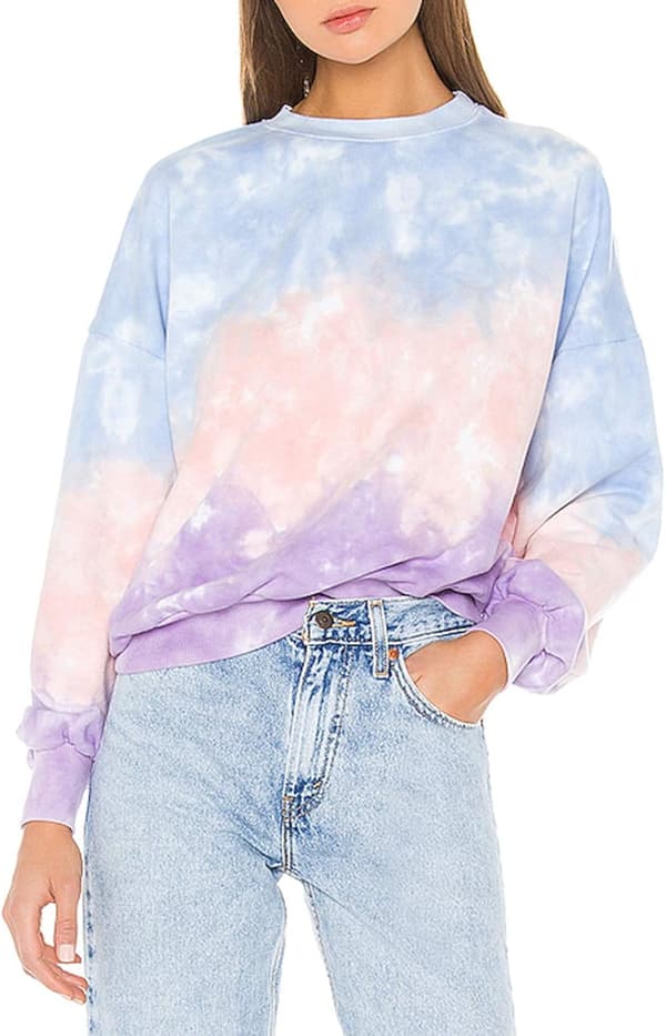 Kvinner langermet genser Colorblock Tie Dye trykt