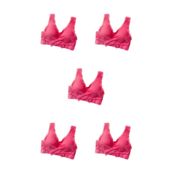 1/2/3/5 polyester mjuk och andas bralette för kvinnor - Watermelon Red S,1 5PCS