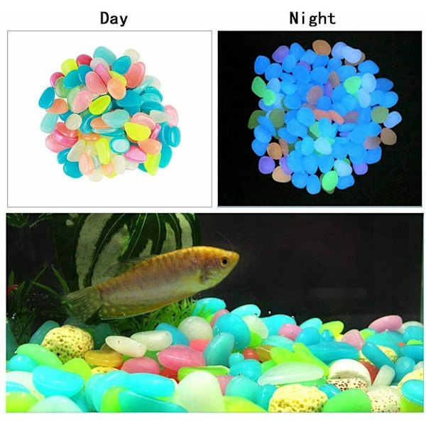 Glow in The Dark Rocks Glödande akvarium Pebbles Garden Aquarium Stones 200ST Mixing colours