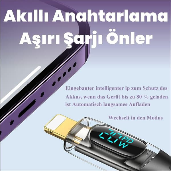 Type c - Lightning -pikalatauskaapeli 2 m musta USB-C