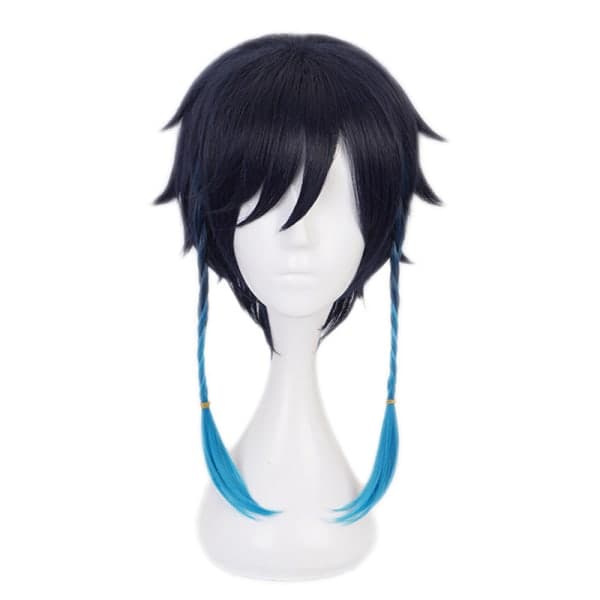 IC Spil Genshin Impact Venti Gradient Blå Cosplay Paryk Flettet Syn Sort one size