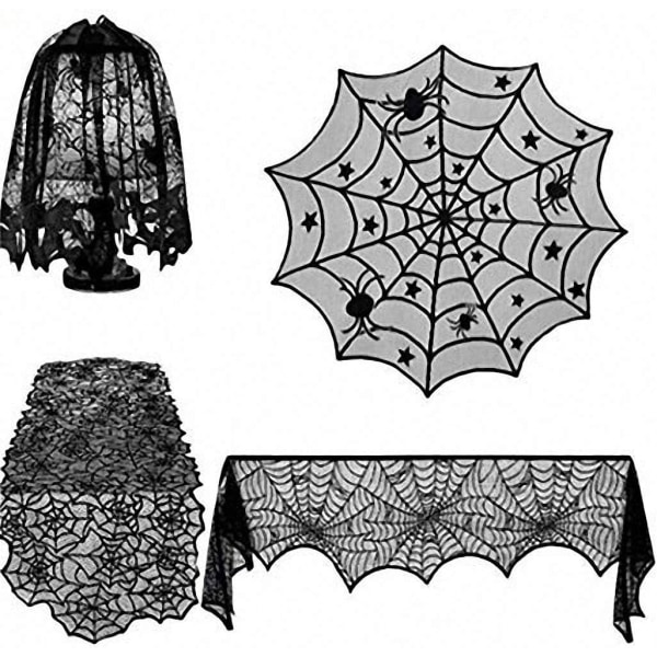 Elegant Spiderweb Halloween-dekor: bord och öppen spis