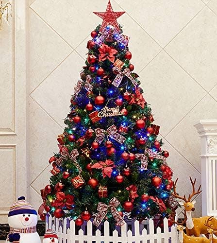 (20cm) Christmas Tree Star 5 Röda paljetter Julgransdekoration