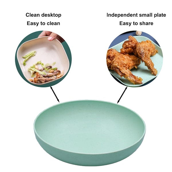Hvedestrå dybe middagstallerkener - Ubrydelig robust plast cyan